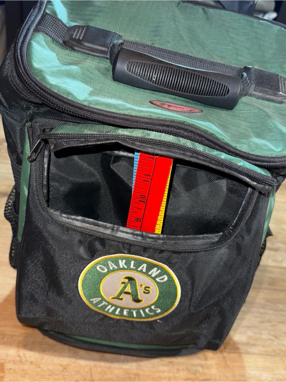 vintage Logo 2000s Oakland Athletics 12 Can Cooler With Wheels 15”in Tall Smooth
